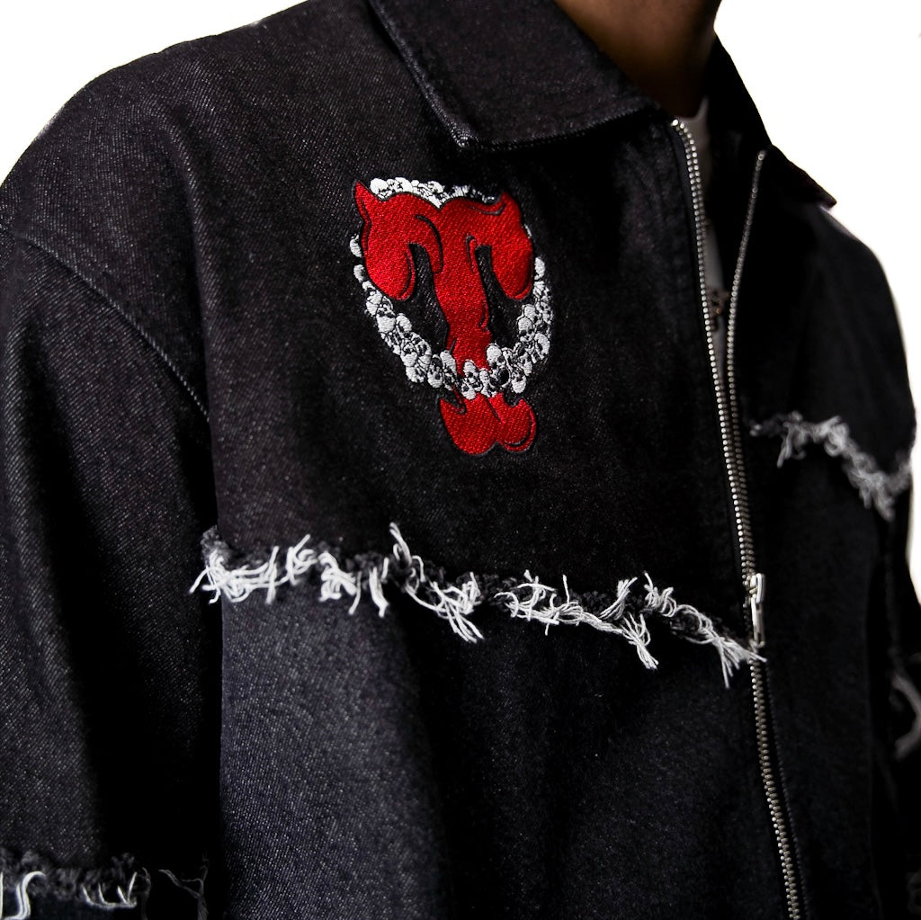 Black Distressed Denim Jacket