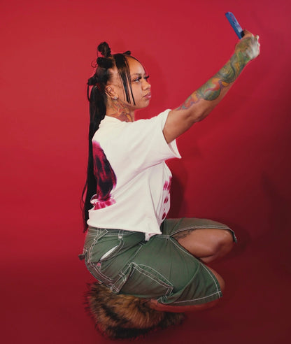 'Blurred Vision' Cropped Oversized Tee